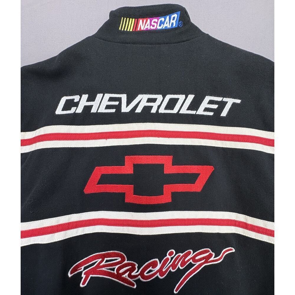 Vintage 90s Chevrolet Racing NASCAR Bomber Jacket Child 8/10 Black Essex Chevy - Picture 8 of 10